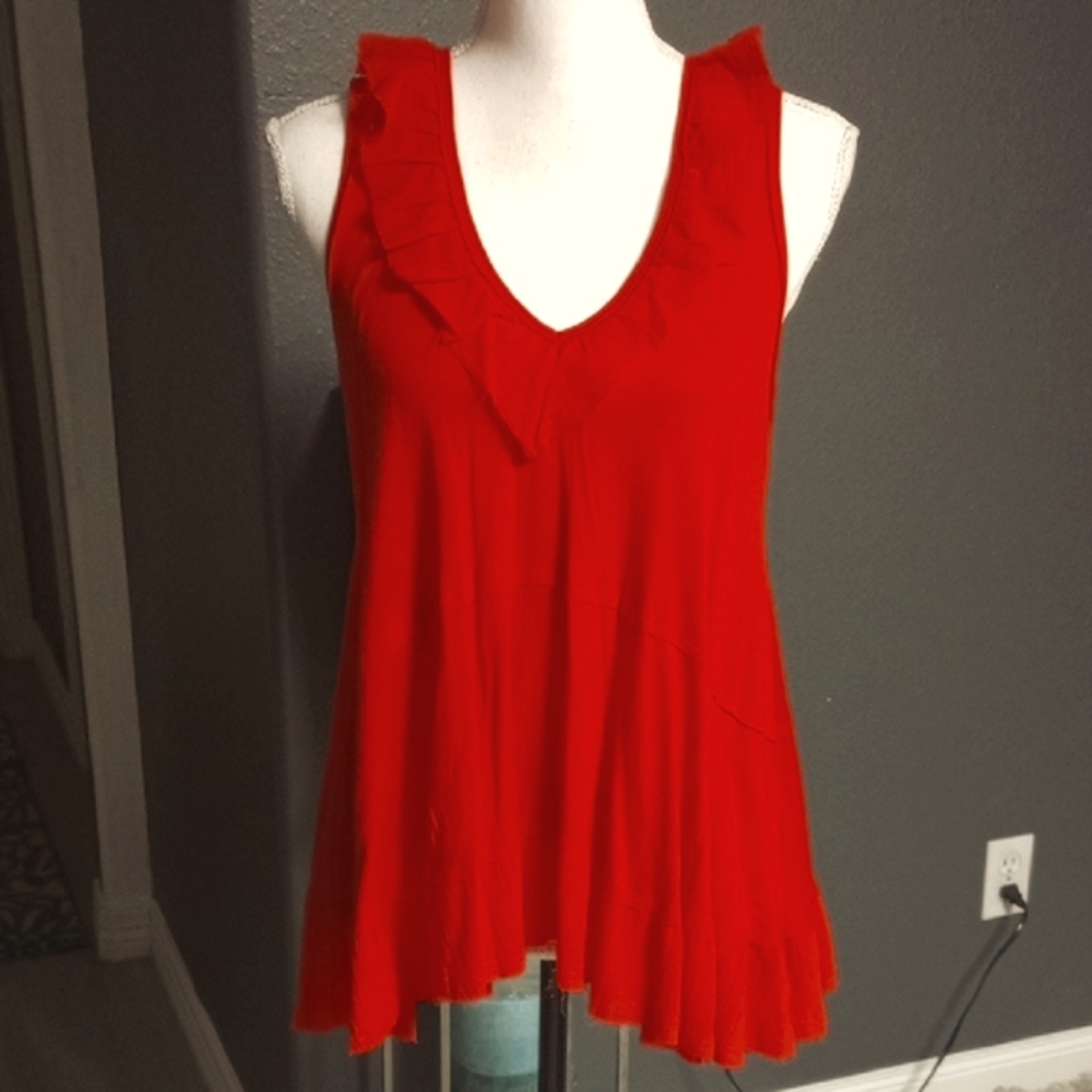 Black Tape Orange Ruffled Tank Top. NWOT